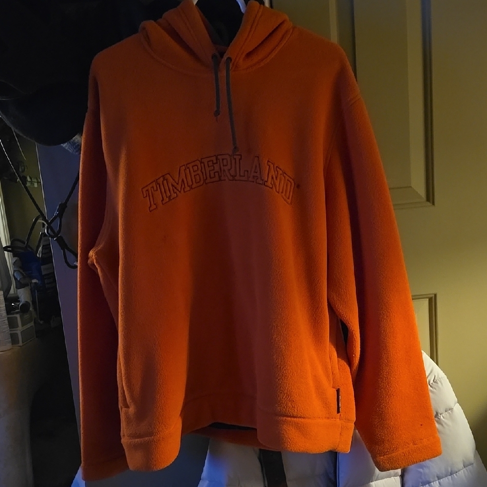 Timberland Orange Hoodie Cozy Fleece Half-Zip